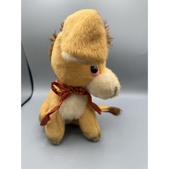 Vintage Animal Toy Plus Donkey Plush Stuffed Animal 1950s–60s Pink Eyes 12” - Picture 2 of 7